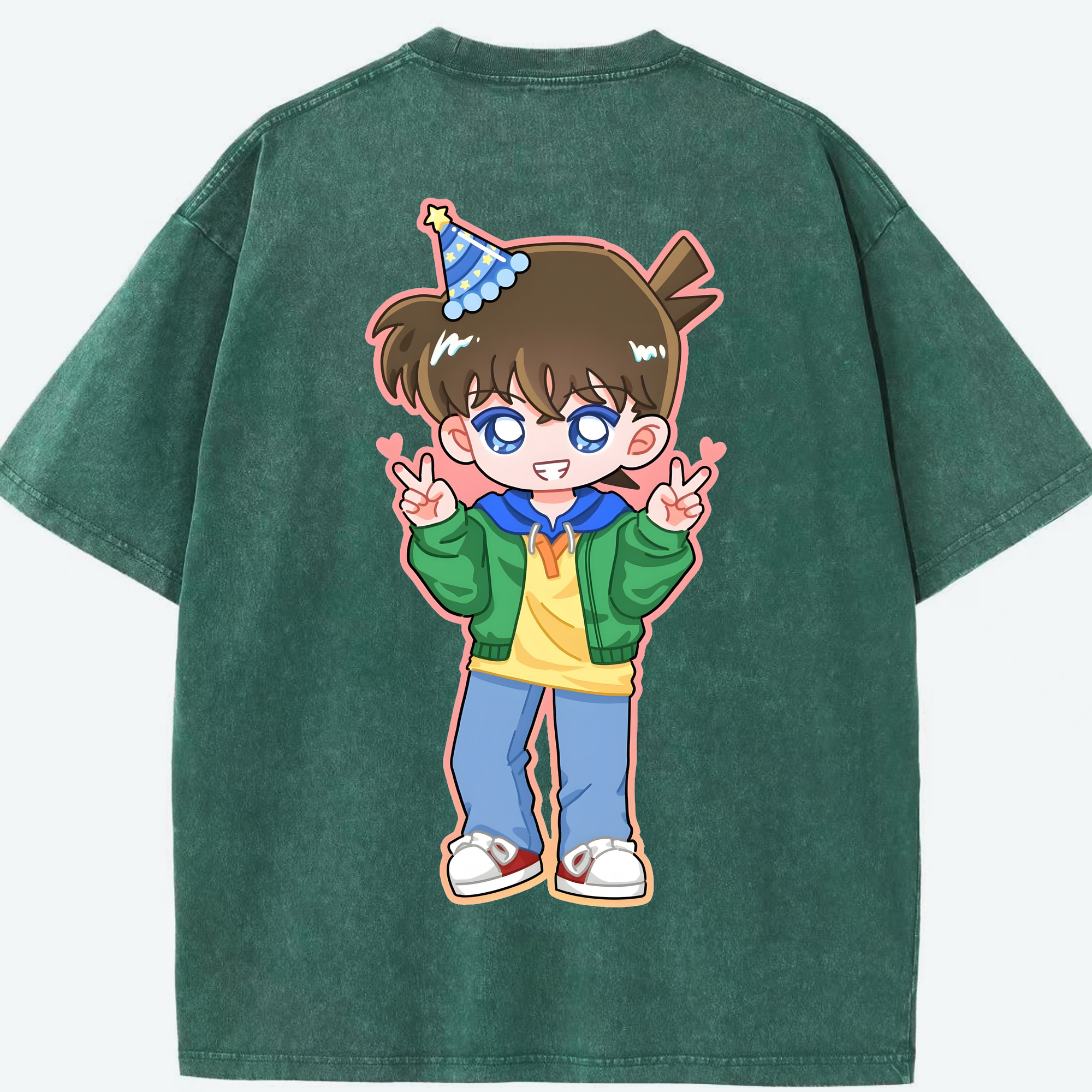 （画像用） 名探偵コナン 江戸川 コナン Detective Conan Conan Edogawa 綿100% ヴィンテージ風 半袖Tシャツ（背面プリント）